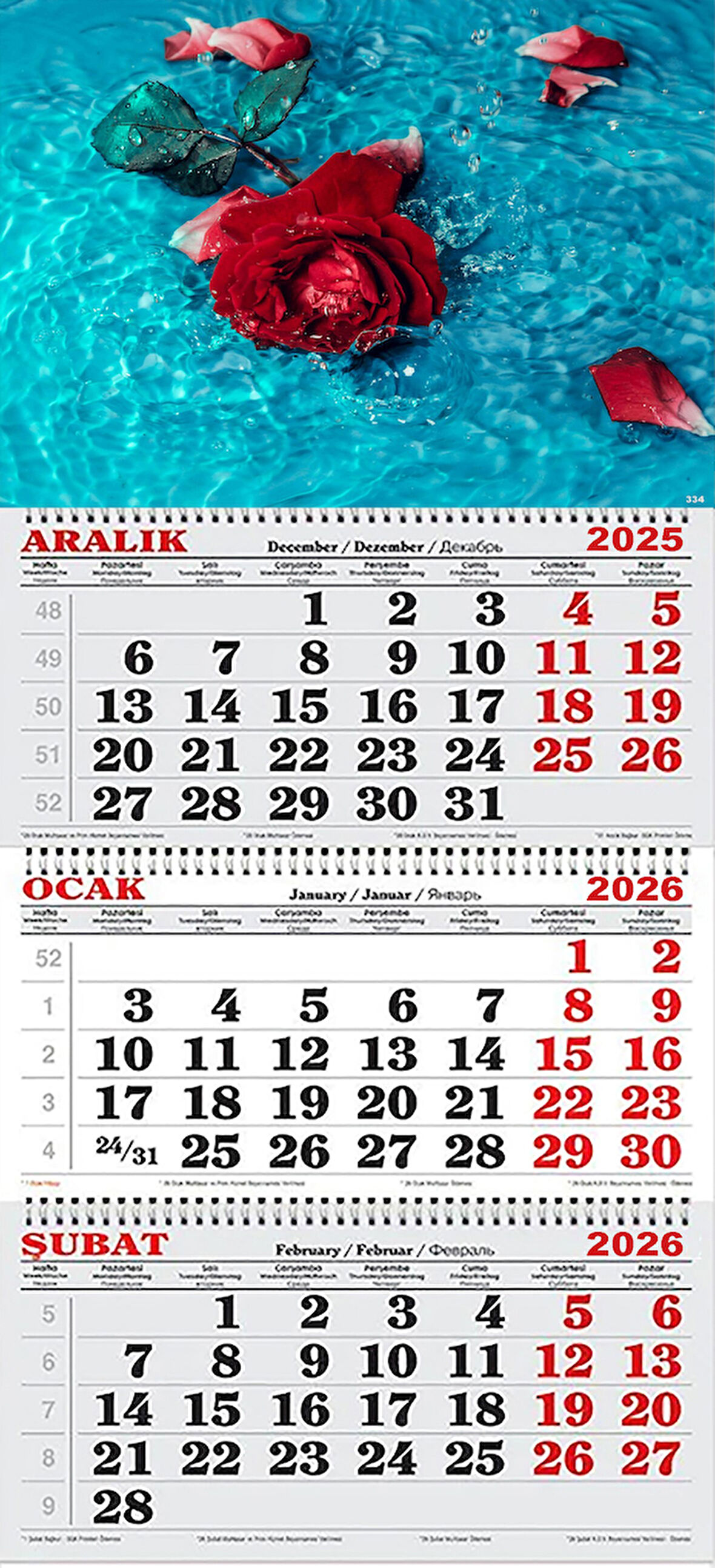 2026 Yılı Gemici Takvimi- Su ve Gül