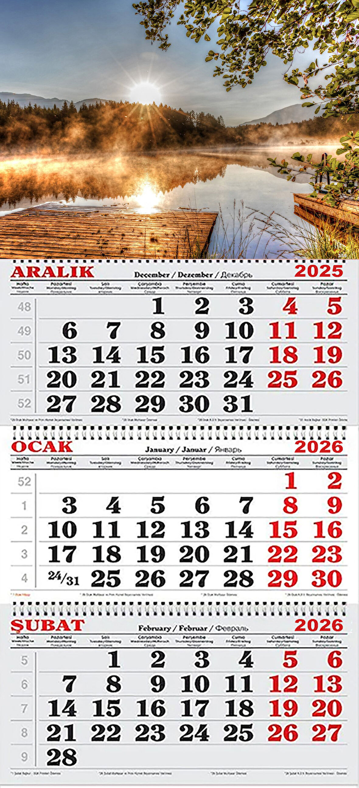 2026 Yılı Gemici Takvimi- Gölde Gündoğumu