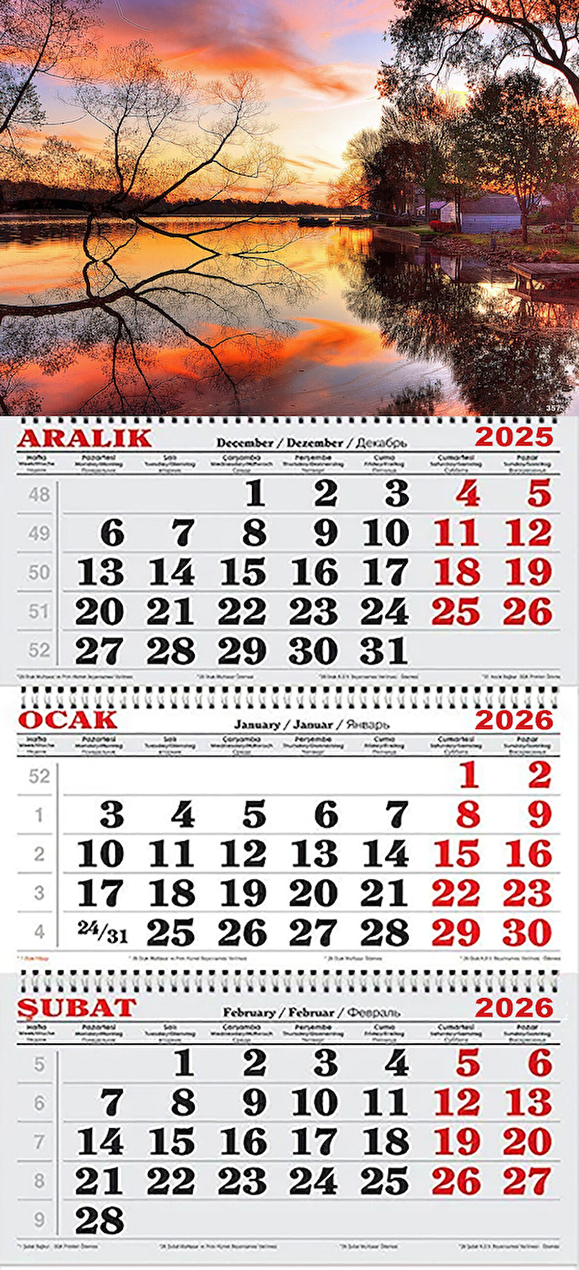 2026 Yılı Gemici Takvimi- Gölde Sonbahar