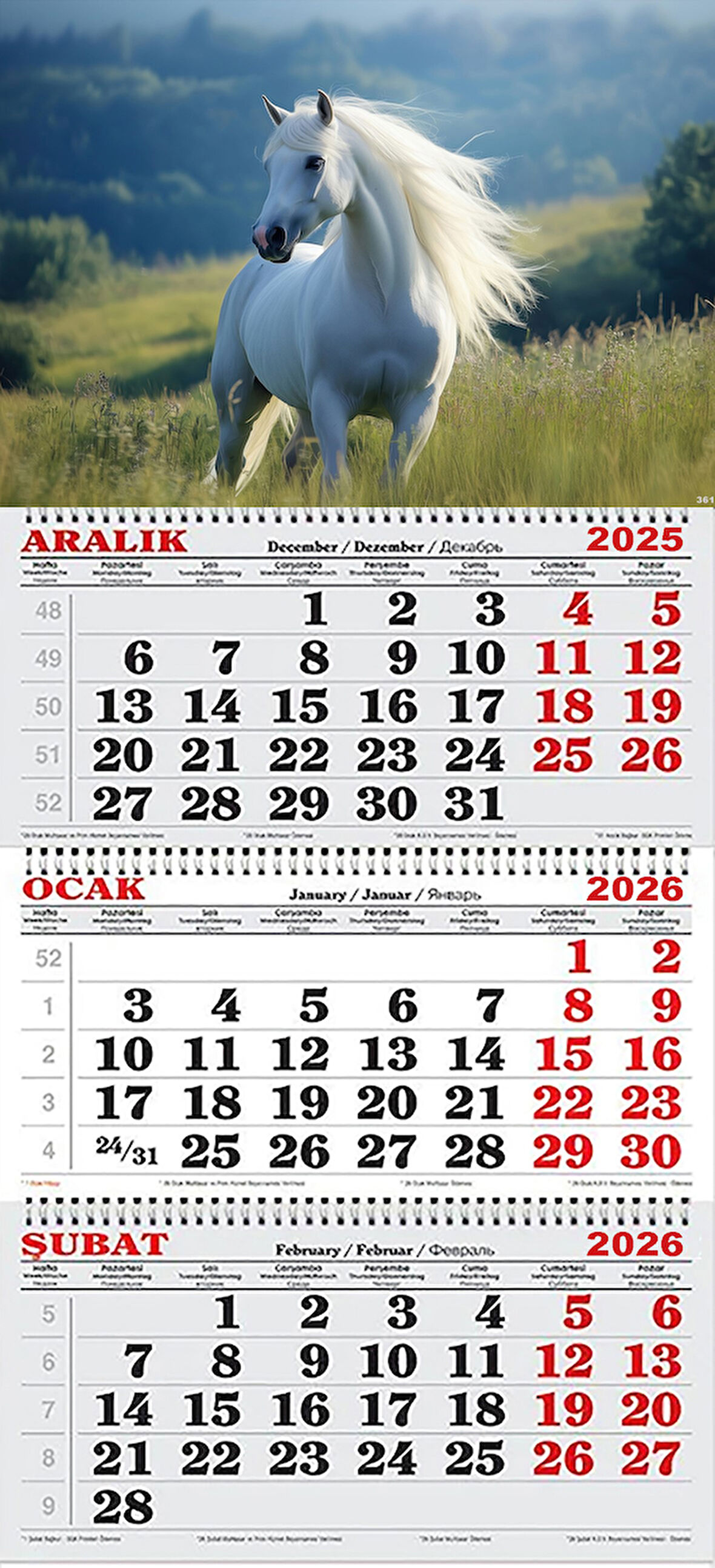 2026 Yılı Gemici Takvimi- Beyaz At