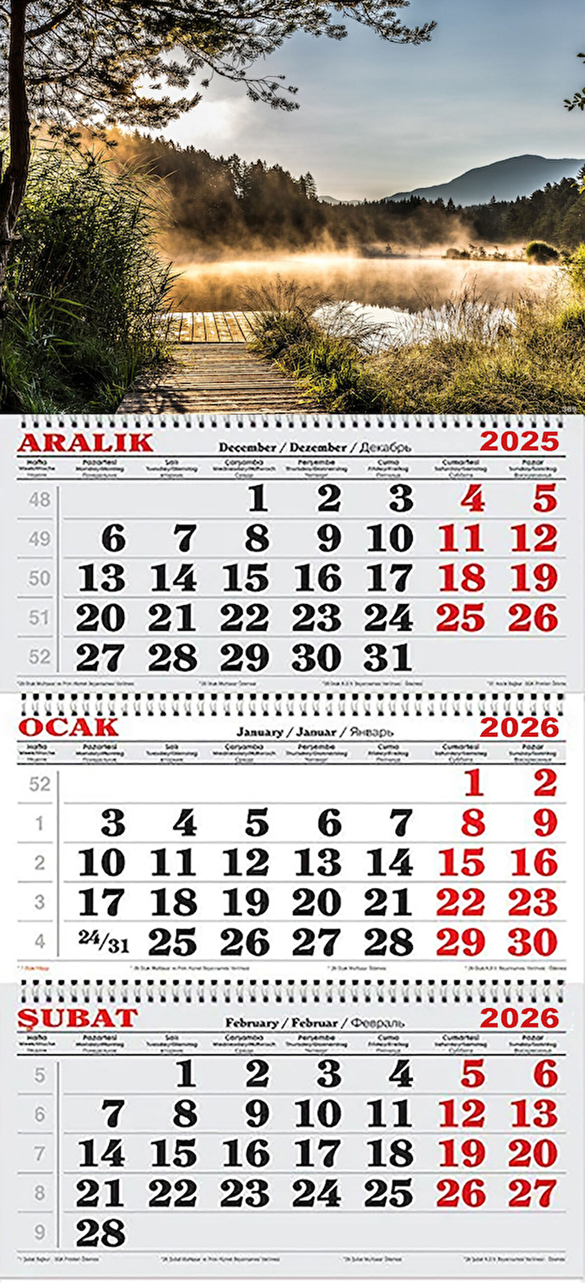 2026 Yılı Gemici Takvimi- Ormandaki Sisli Göl