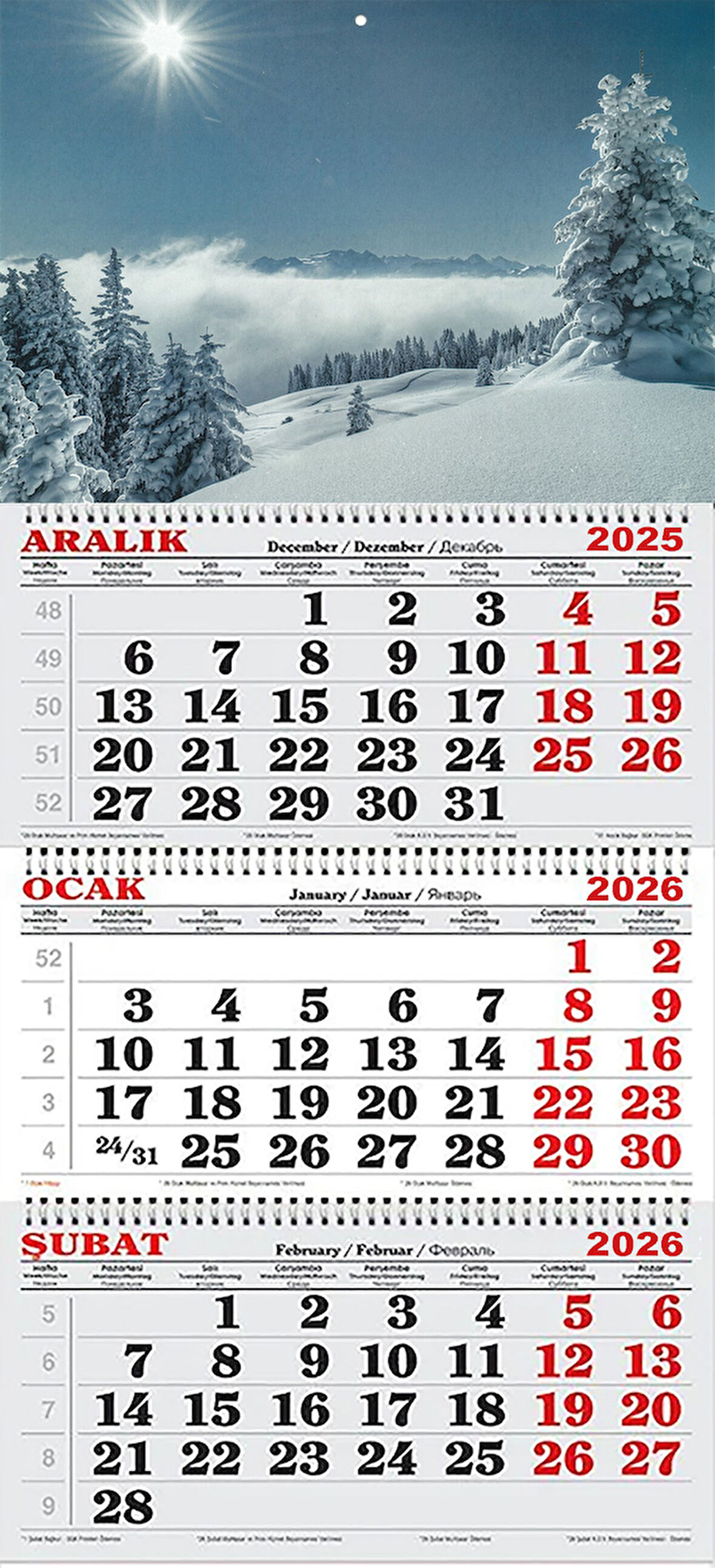 2026 Yılı Gemici Takvimi----KIŞ GÜNEŞİ