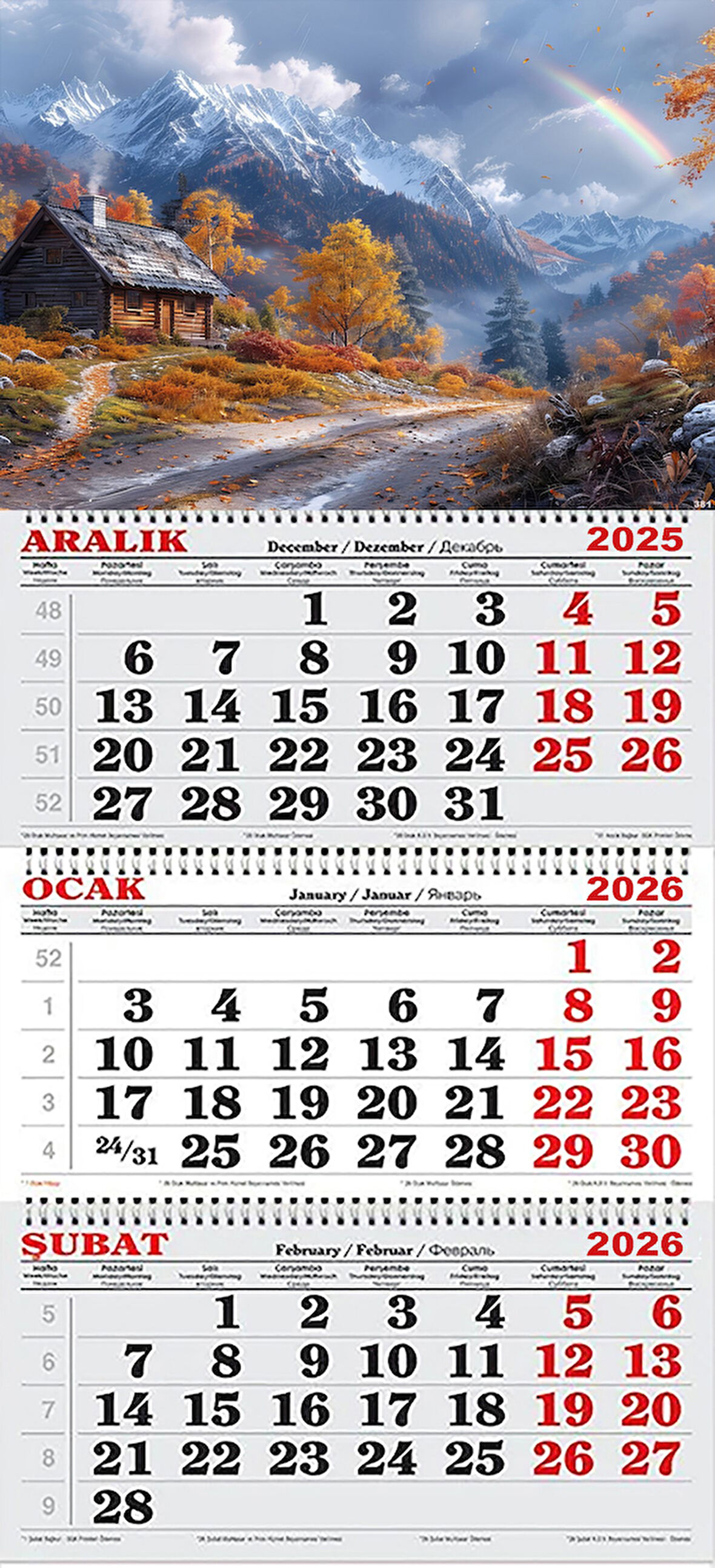 2026 Yılı Gemici Takvimi- Fırtınalı Sonbahar ve Dağlar