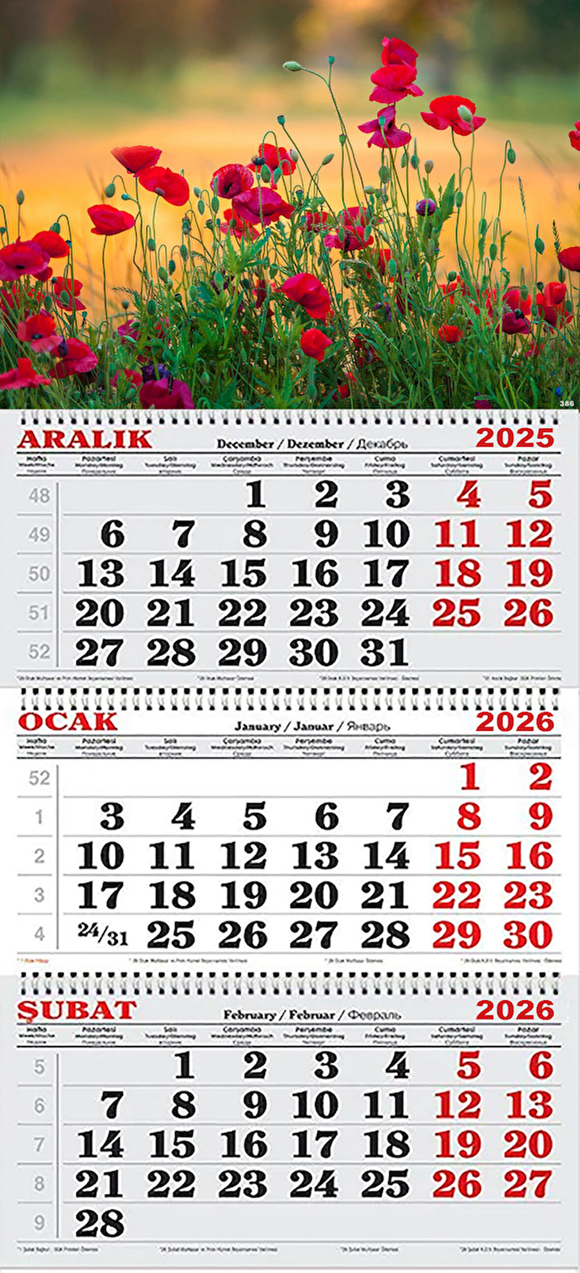 2026 Yılı Gemici Takvimi- Gelincik Çiçekleri