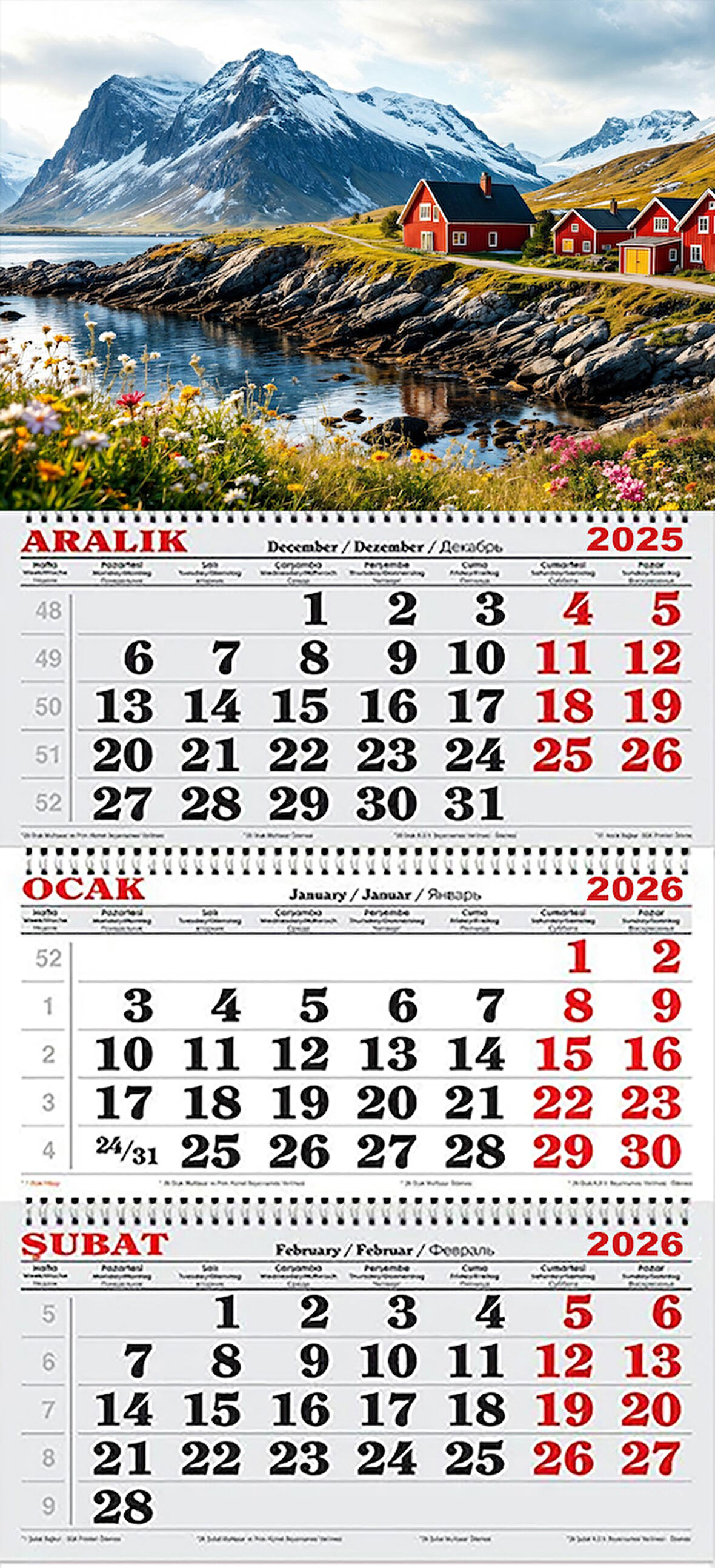 2026 Yılı Gemici Takvimi- Lofoten İskandinav Evleri
