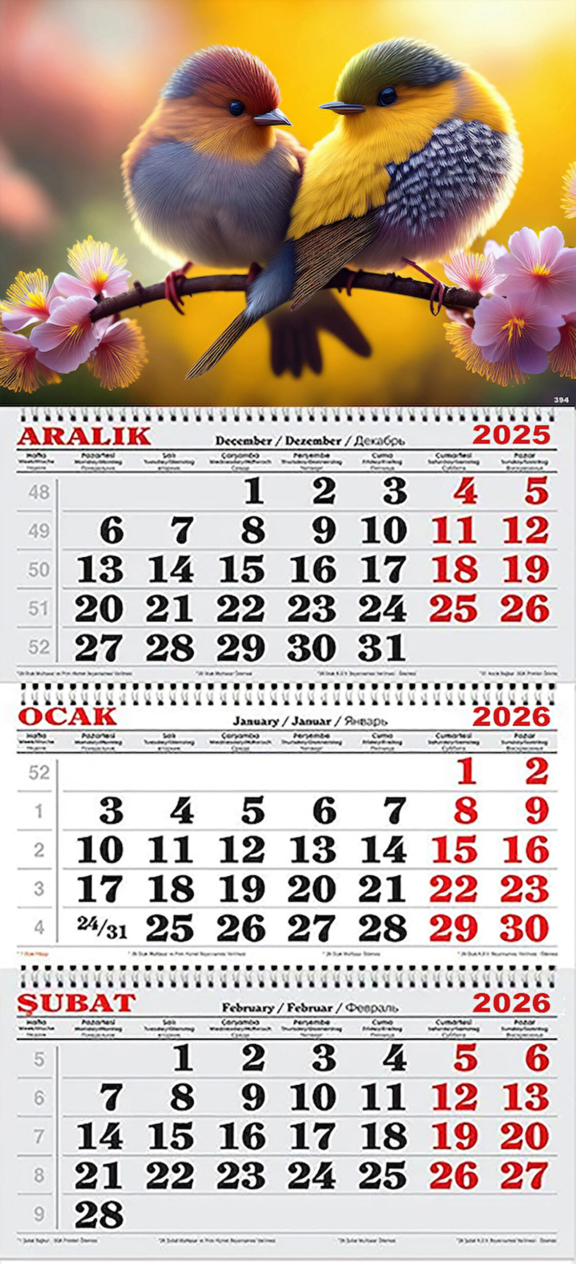 2026 Yılı Gemici Takvimi- Rengarenk Kuşlar