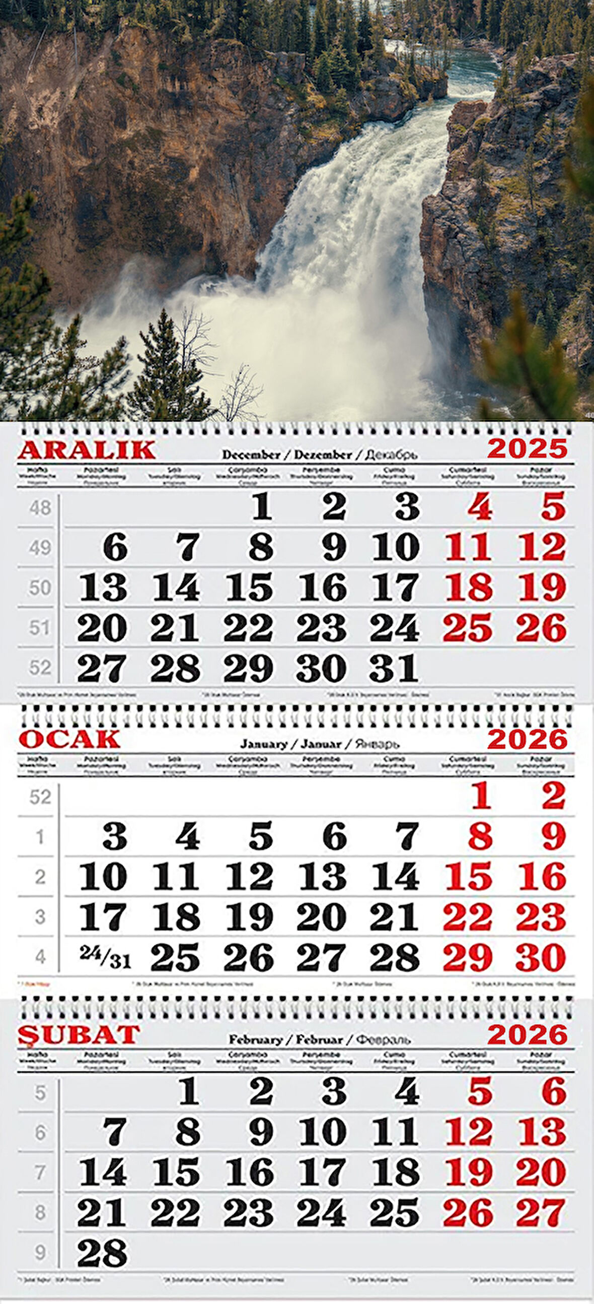 2026 Yılı Gemici Takvimi- Ormanda ki Şelale