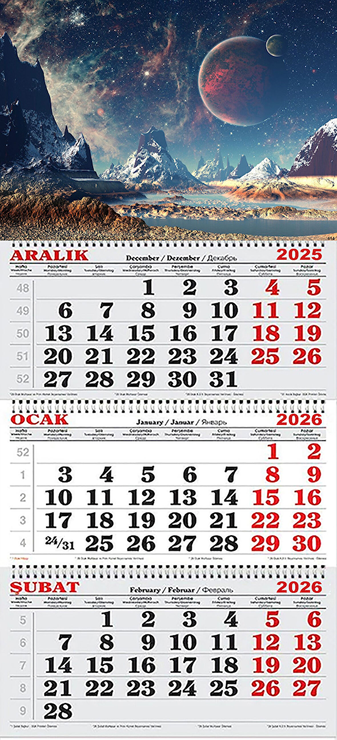 2026 Yılı Gemici Takvimi- Uzay ve Gökyüzü