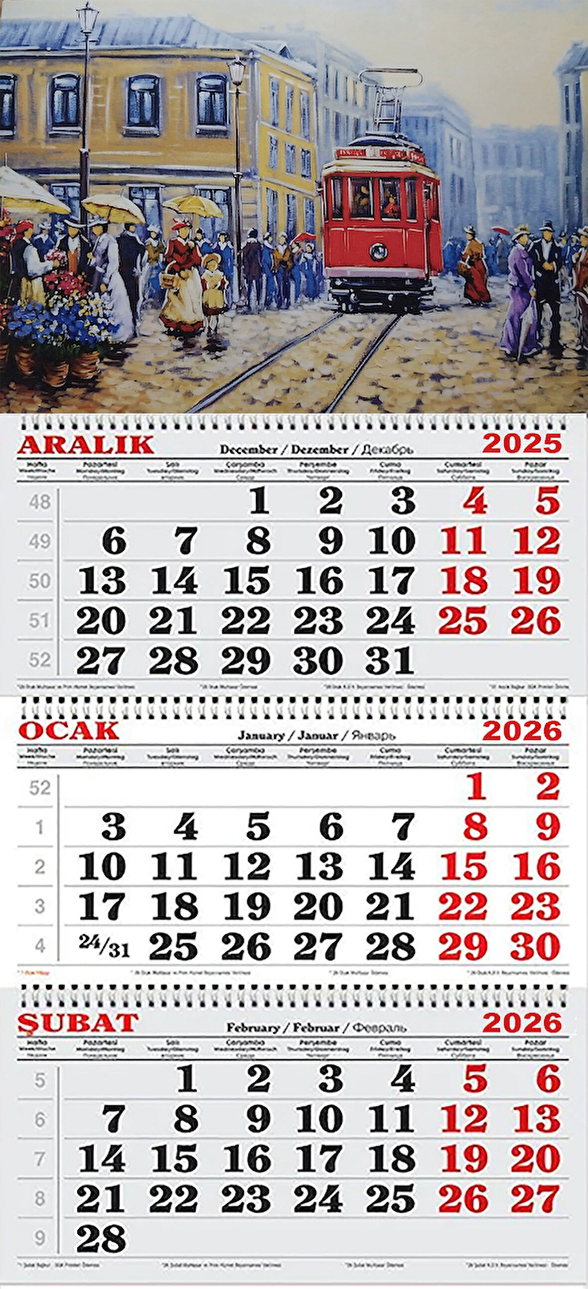 2026 Yılı Gemici Takvimi-Beyoğlu'nda Tramway (TABLO)