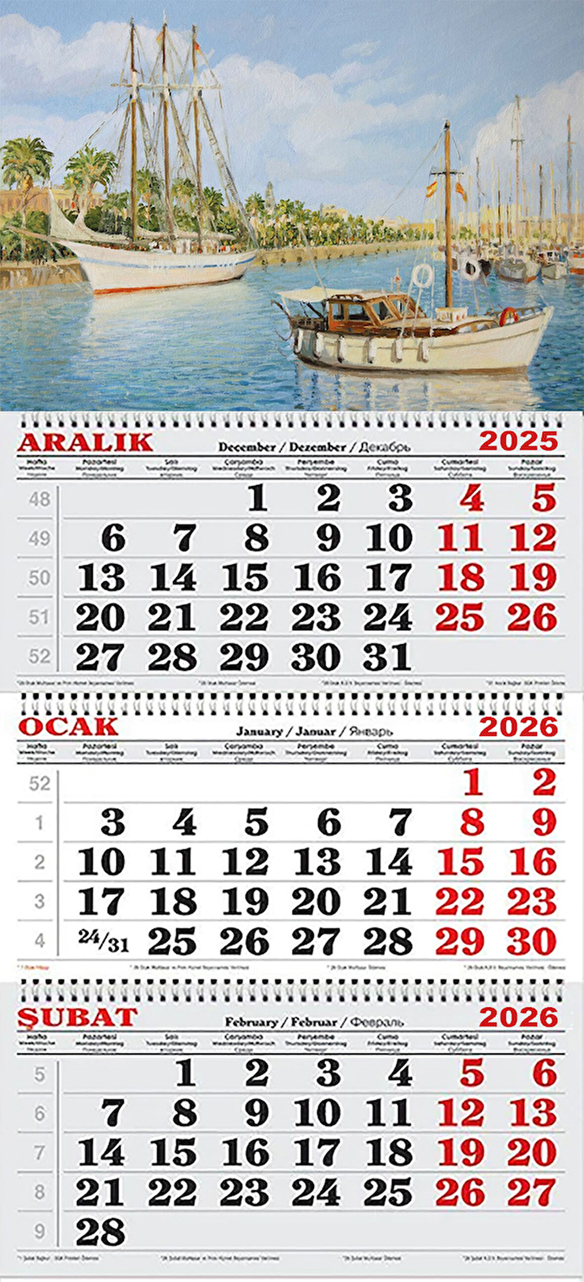 2026 Yılı Gemici Takvimi-YAĞLI TABLO GEMİ