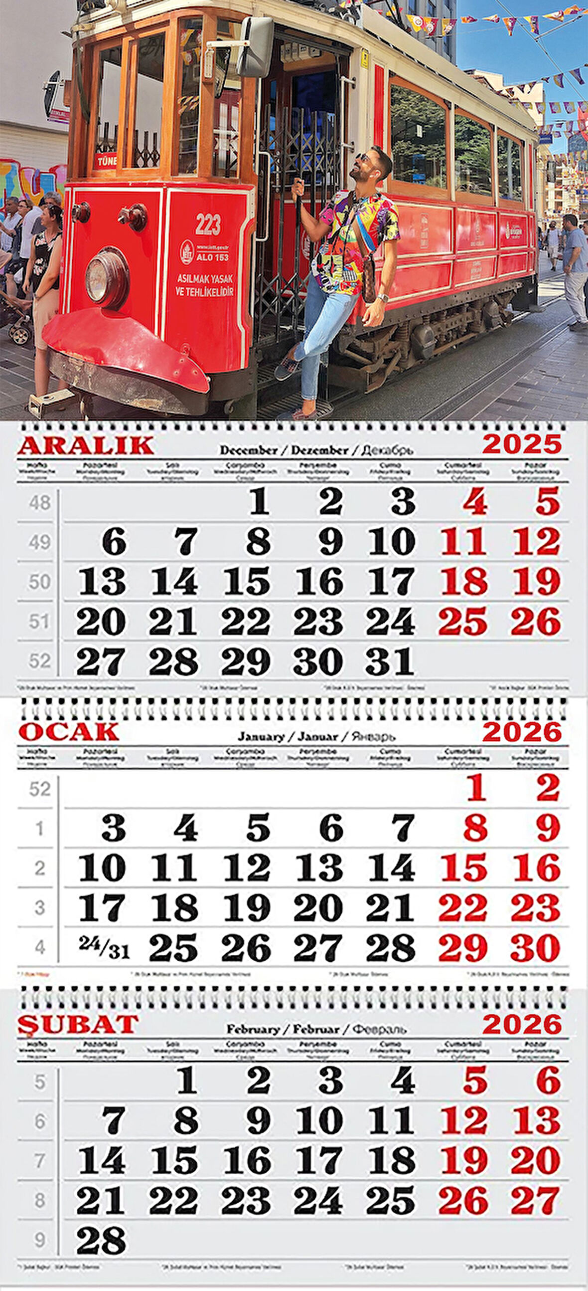 2026 Yılı Gemici Takvimi-Beyoğlu Tramway