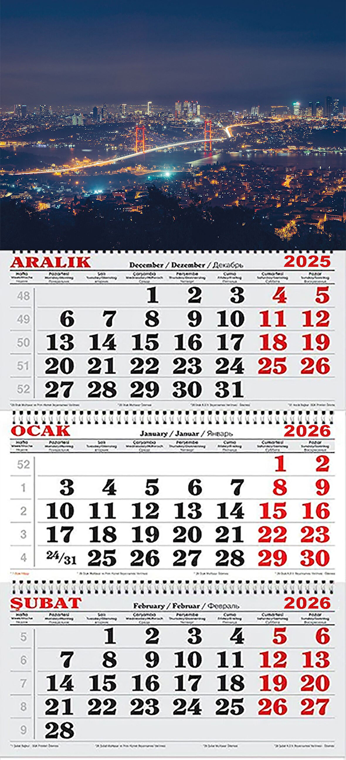  2026 Yılı Gemici Takvimi ---İSTANBUL GECE IŞIKLARI
