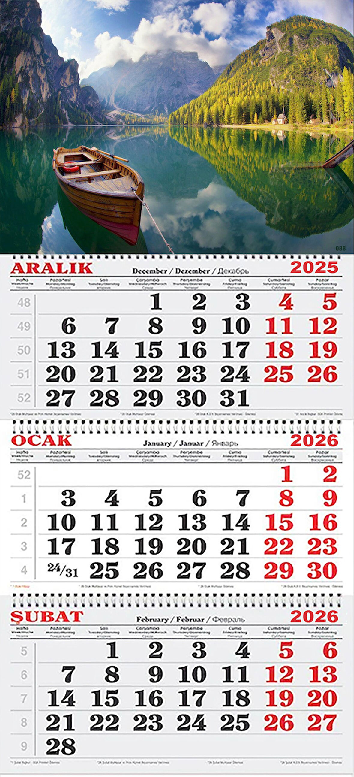 2026 Yılı Gemici Takvimi-Braies Gölü-İtalya