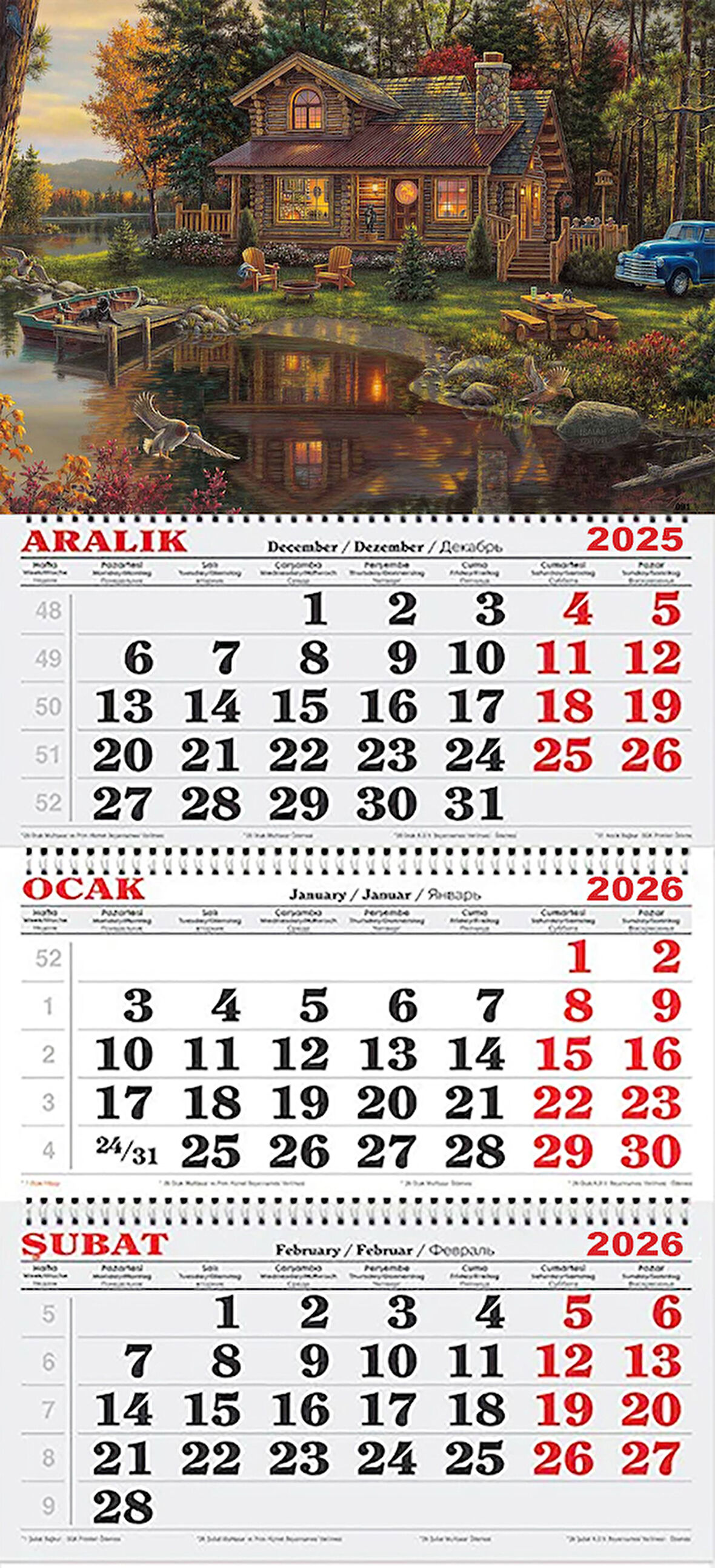 2026 Yılı Gemici Takvimi-Huzurlu Göl Manzarası Eşliğinde Sonbahar