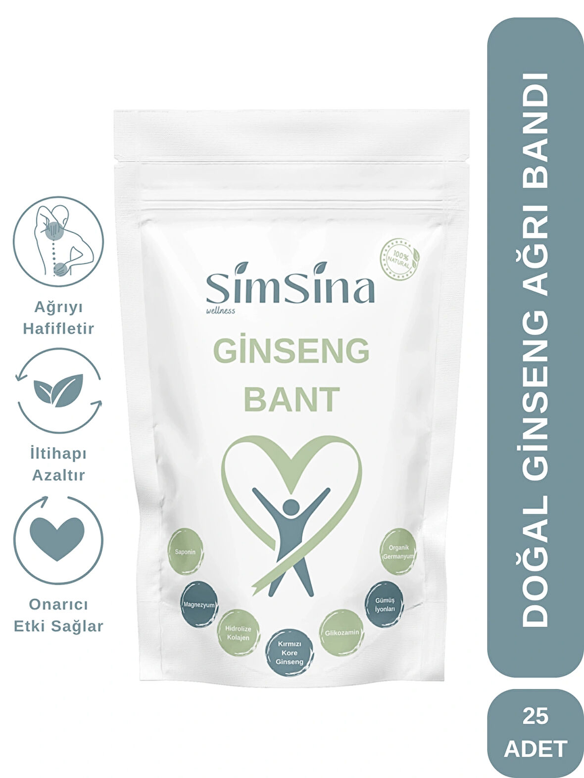Doğal Ginseng Ağrı Bandı ile Anında Konfor ve Kalıcı Rahatlama 25 Adet Ginseng Bant
