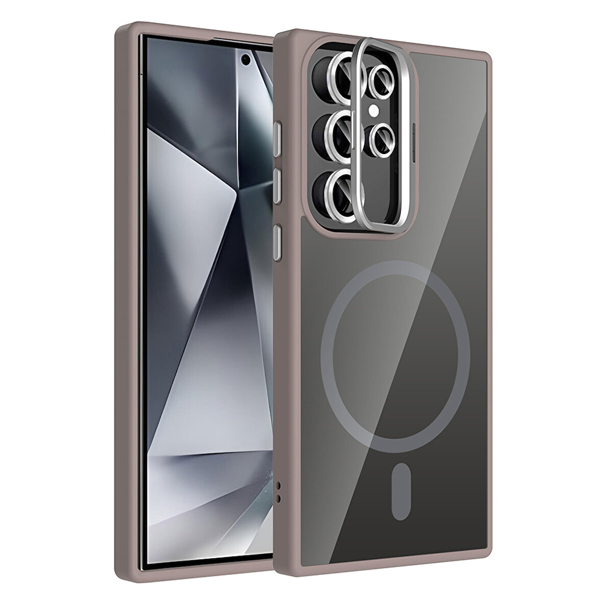 Samsung Galaxy S24 Ultra Kılıf Kamera Standlı Lens Koruyucu Hediyeli Zr-Etro