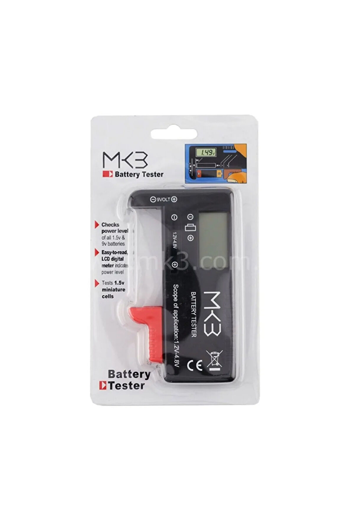 Lüx Mk3  1.2V-4.8V ve 9V Ekranlı Pil Voltaj Kapasite Test Cihazı 1.ci Kalite