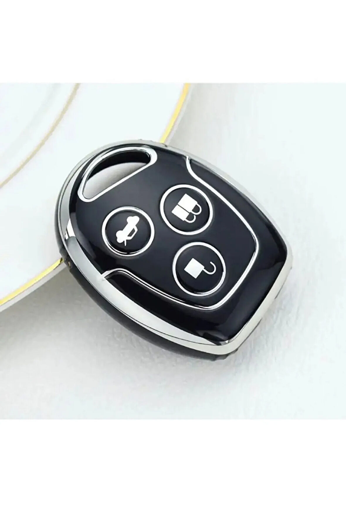 Lüx Ford Fiesta Mondeo Focus Transit Fusion 3 Buton Nano Anahtar Kılıfı Siyah Gümüş Silver Renk