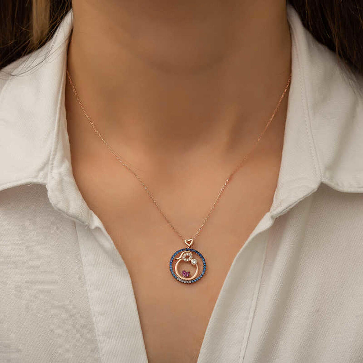 Gümüş Rose Anne Ve Bebek Sevgisi Bayan Kolye