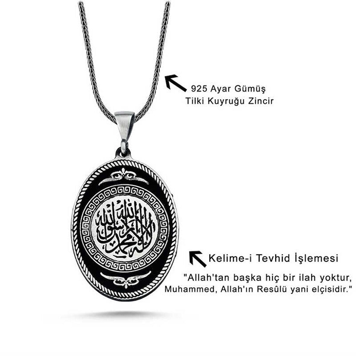 Gümüş Kelime-i Tevhid Kolye