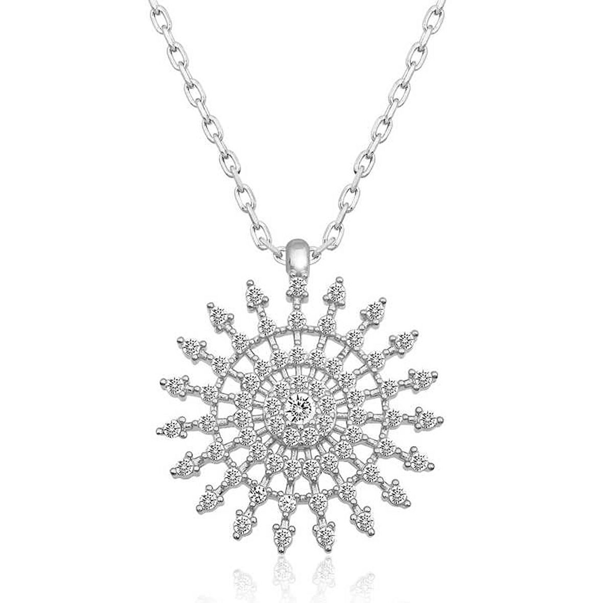 Gümüş Güneş Kadın Kolye