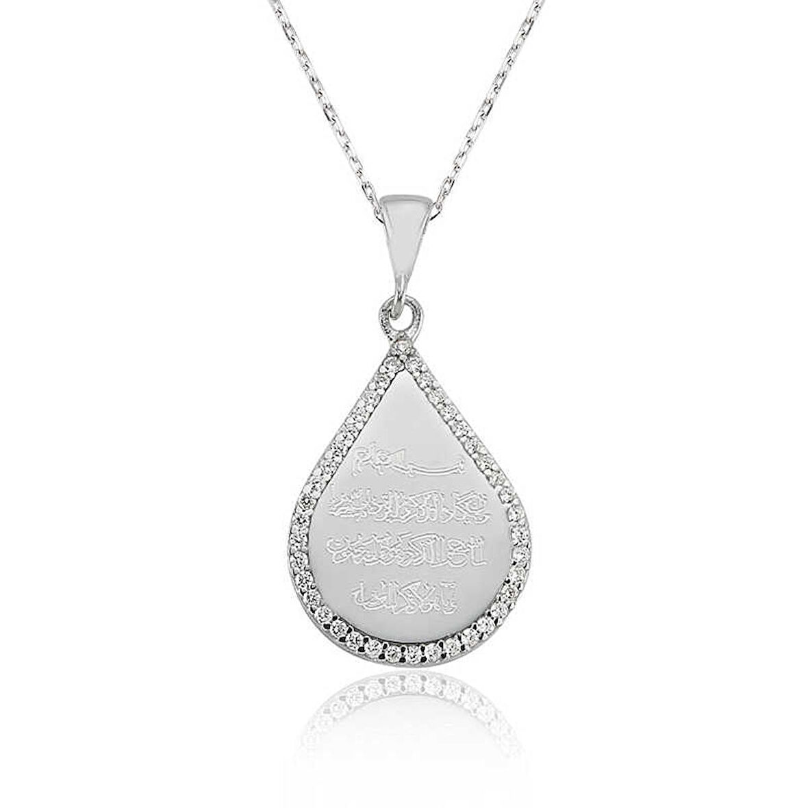 Gümüş Damla Nazar Duası Kadın Kolye