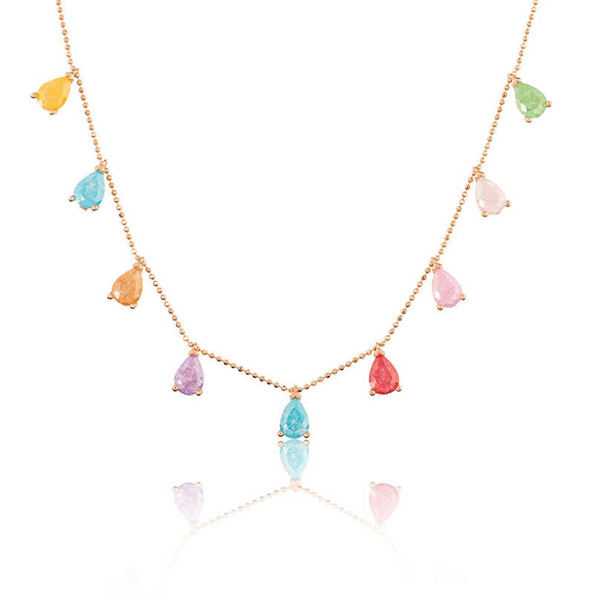 Gümüş Rose Renkli Kadın Şans Kolyesi