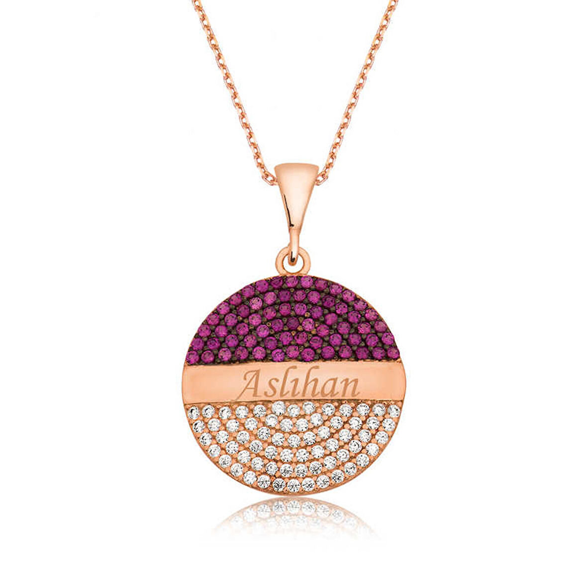 Gümüş Rose Yuvarlak İsimli Kadın Kolye
