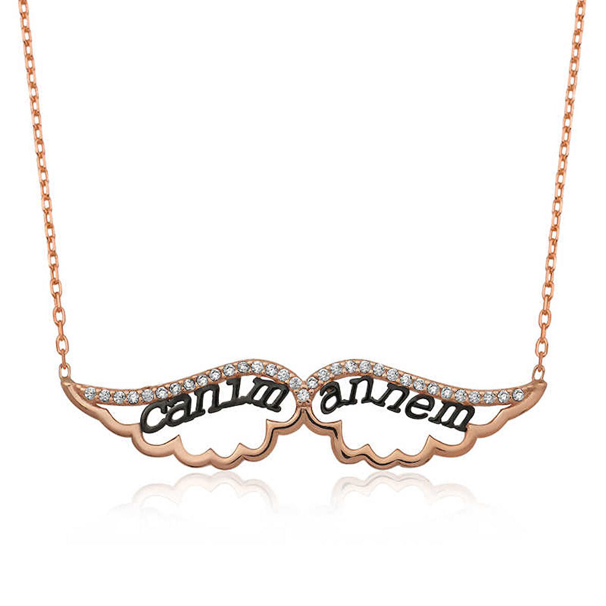 Gümüş Melek Canım Annem Kadın Kolye