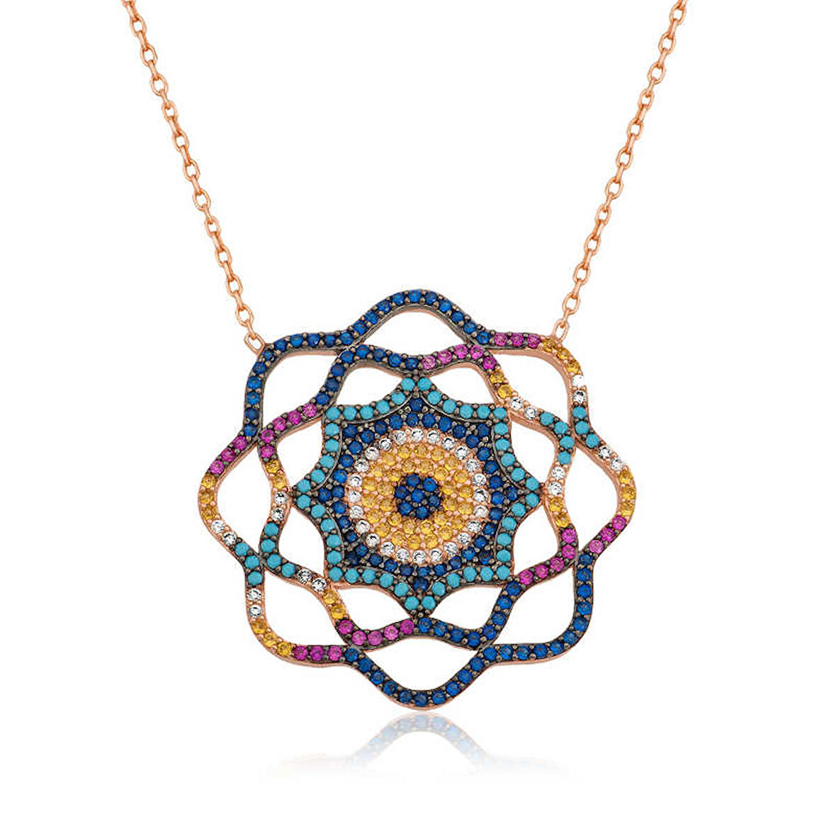 Gümüş Yaşam Güneşi Nazar Kadın Kolye