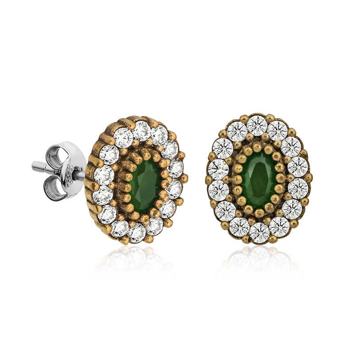 Gümüş Otantik Oval Çivili Kadın Küpe