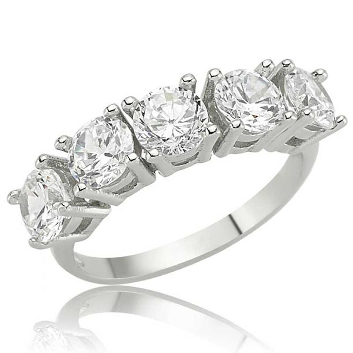 Gümüş 5 Taş Kadın Yüzük