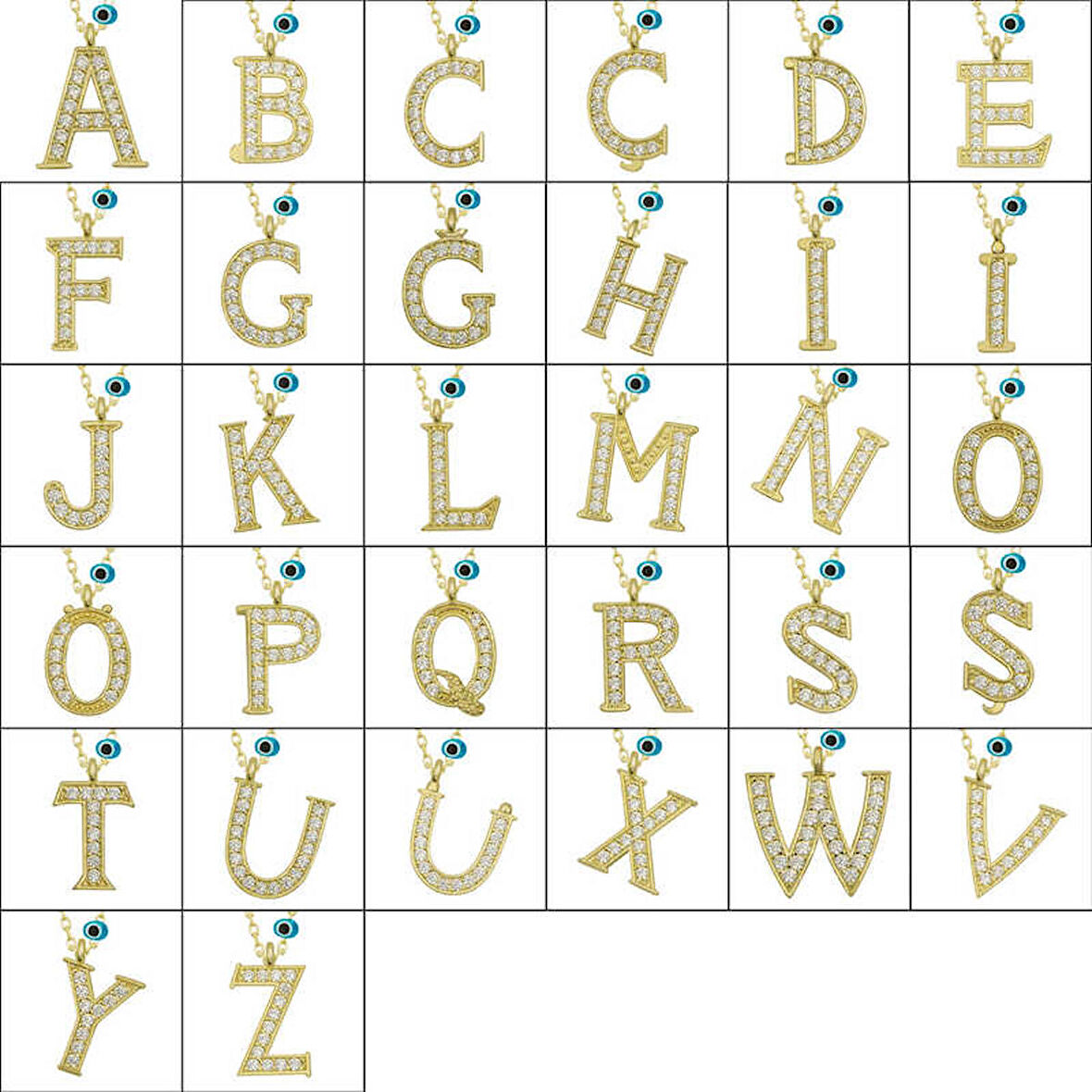 Gümüş Nazar Gold F Harfi Kadın Kolye