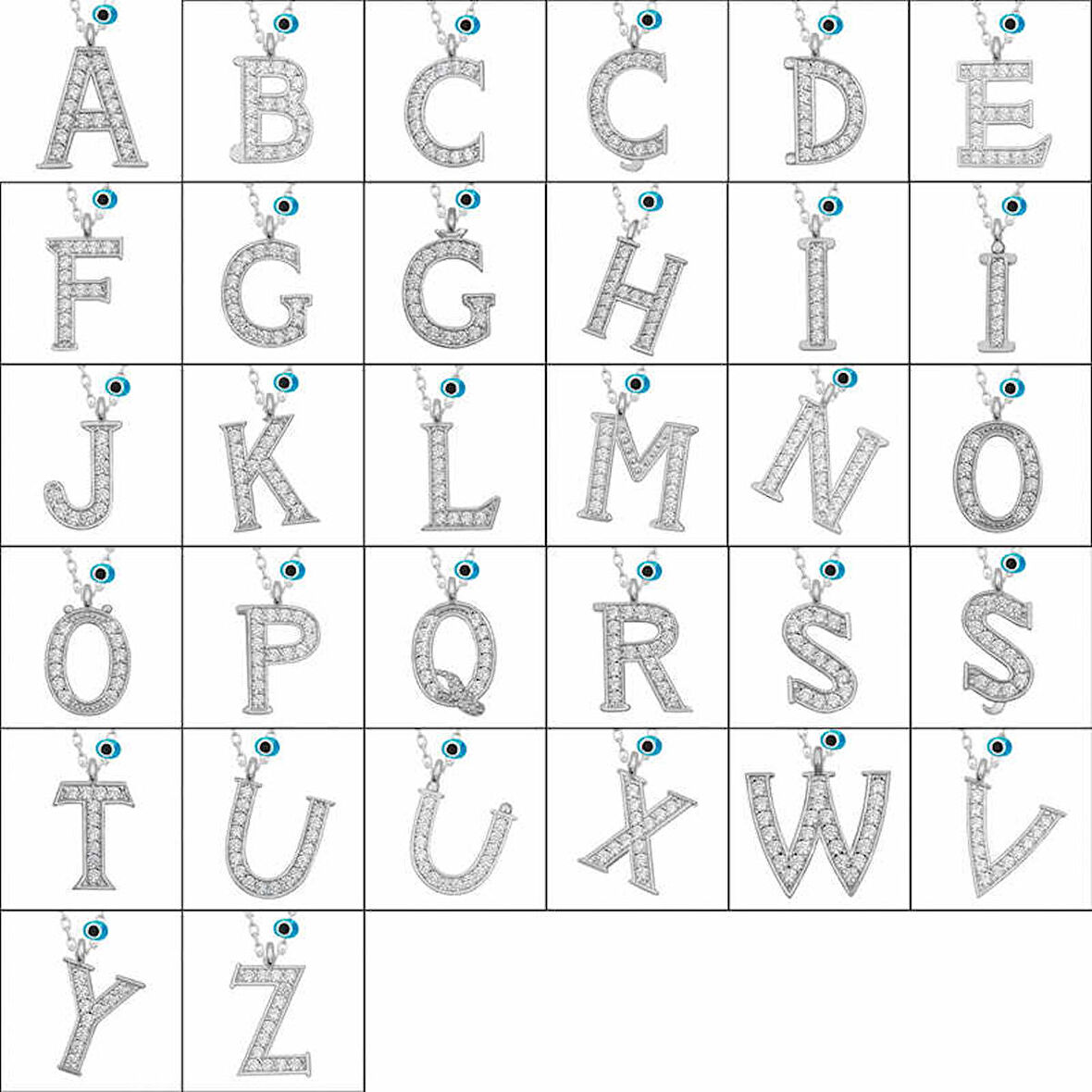 Gümüş Nazar Rodyum Ö Harfi Kadın Kolye