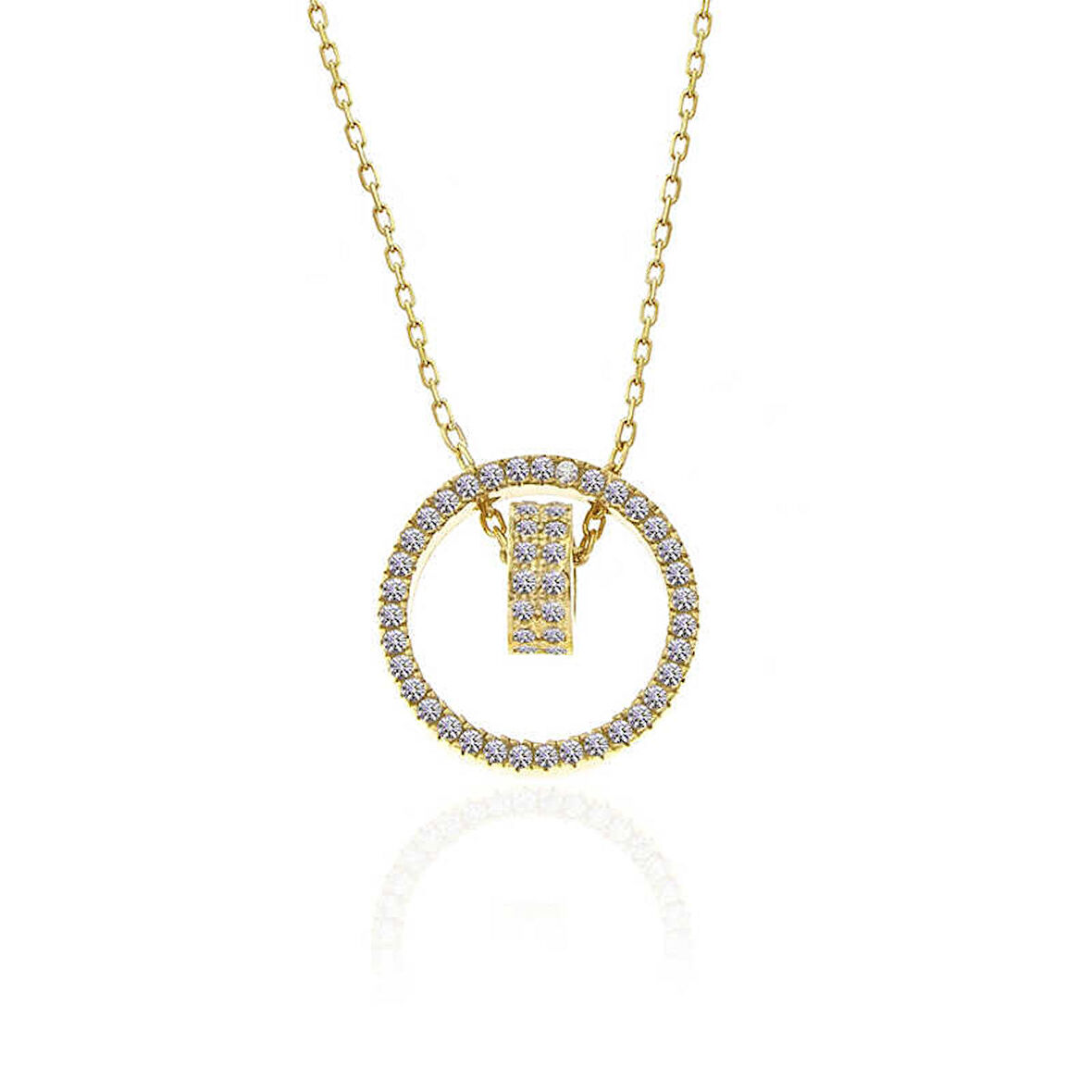 Gümüş Gold İç İçe Geçmiş Halka Kadın Kolye