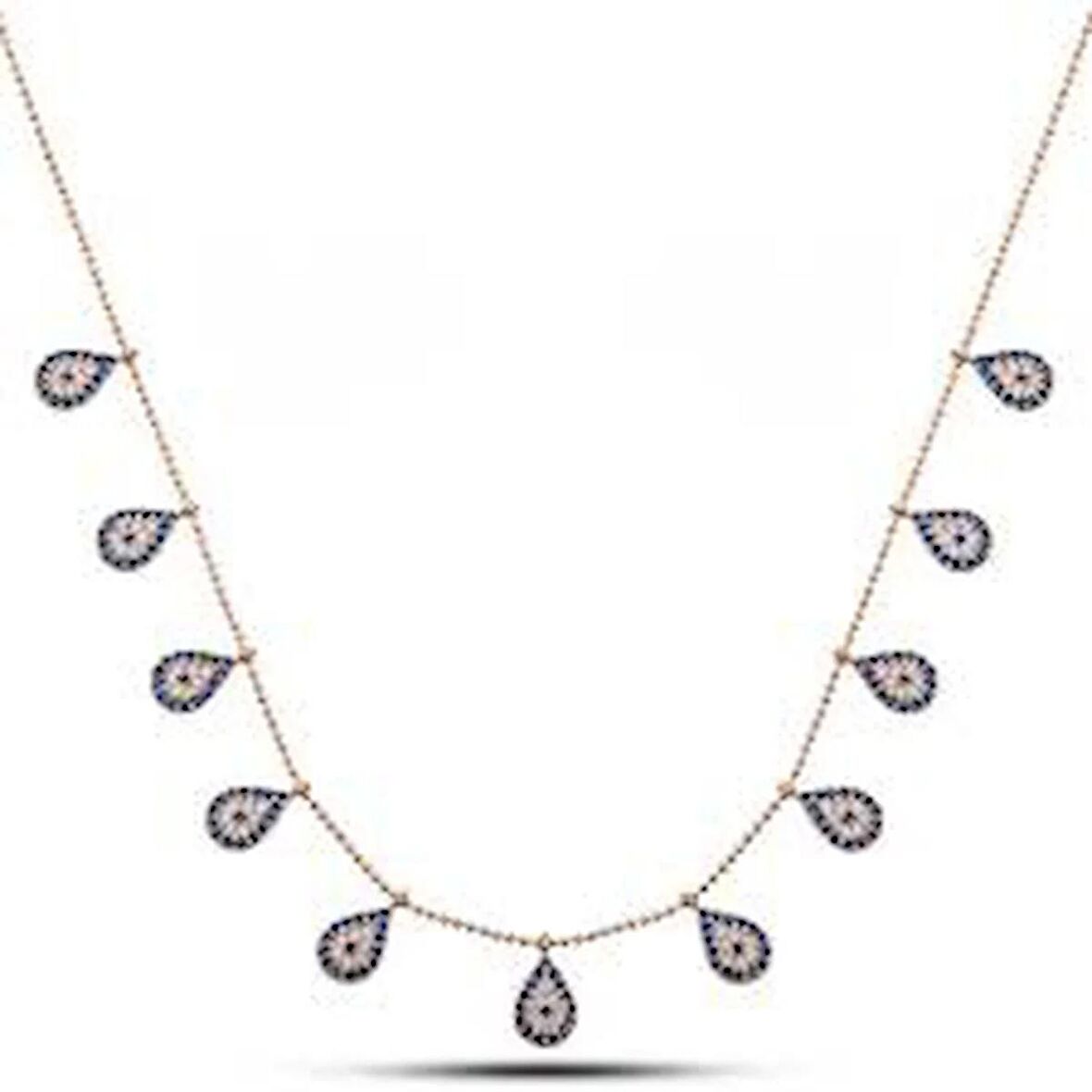 Gümüş Rose Damla Nazarlı Şans Kadın Kolye