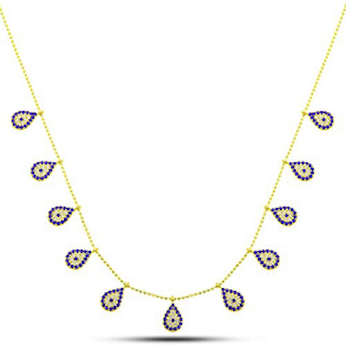 Gümüş Gold Damla Nazarlı Şans Kadın Kolye