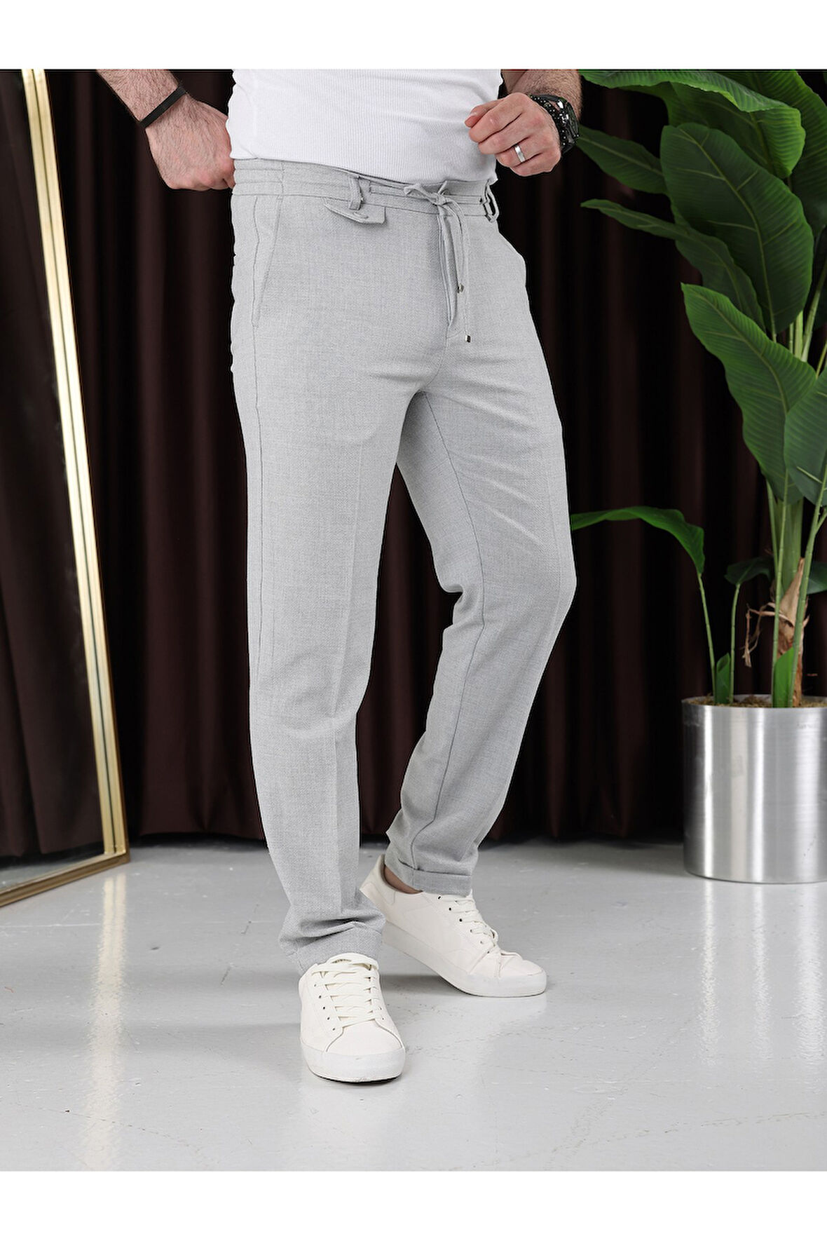 Ütü Gerektirmeyen Gofre Kumaş Jogger Pantolon