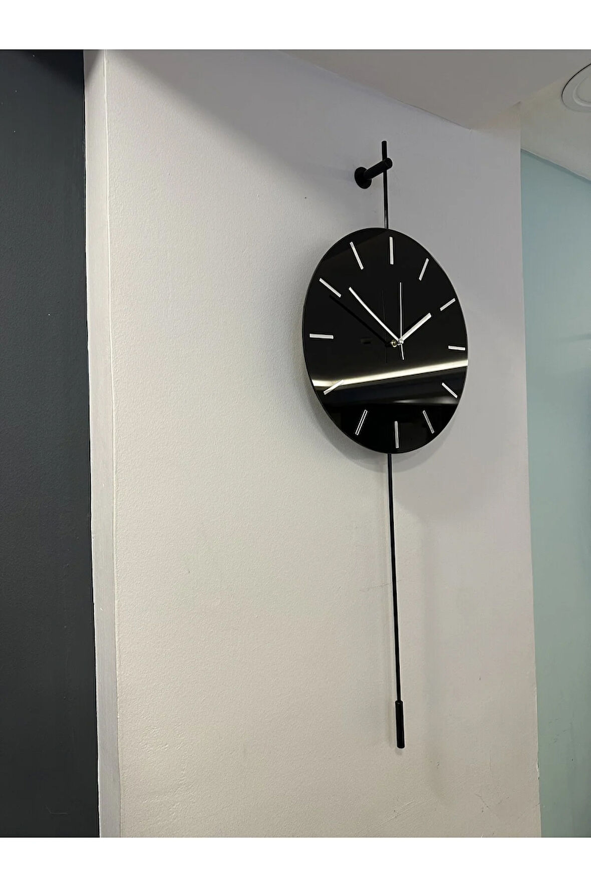 Gravity Siyah Camli - ( Led Yok )- Modern Dekoratif Metal Camlı Duvar Saati