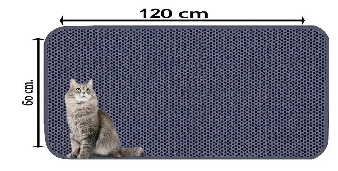 XXL Büyük Boy Elekli Tuvalet Önü Gri Kedi Kumu Paspası 60x120 Cm