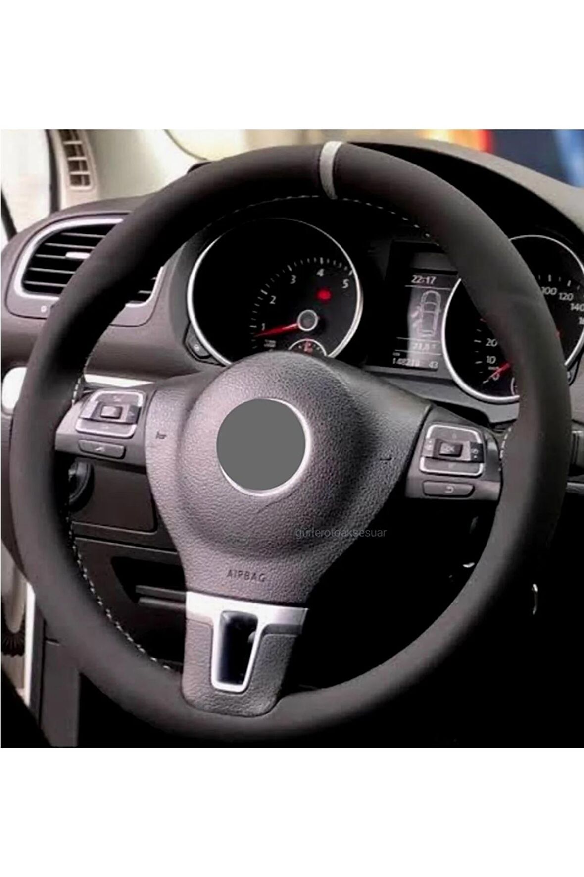 Opel Vectra D Uyumlu Alkantra Nubuk Dikmeli Direksiyon Kılıfı Gri Yüzüklü