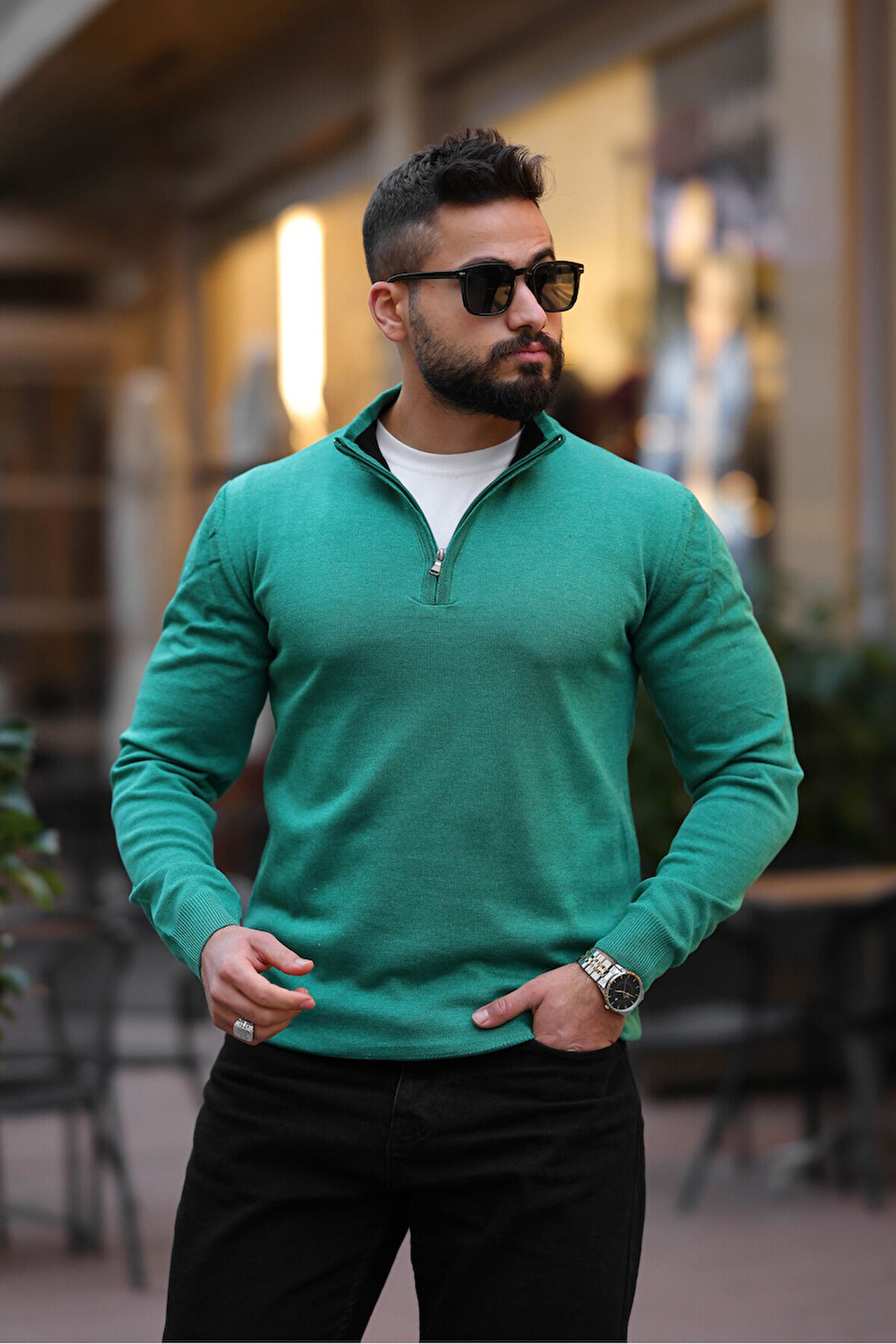 Slim Fit Fermuarlı Kazak