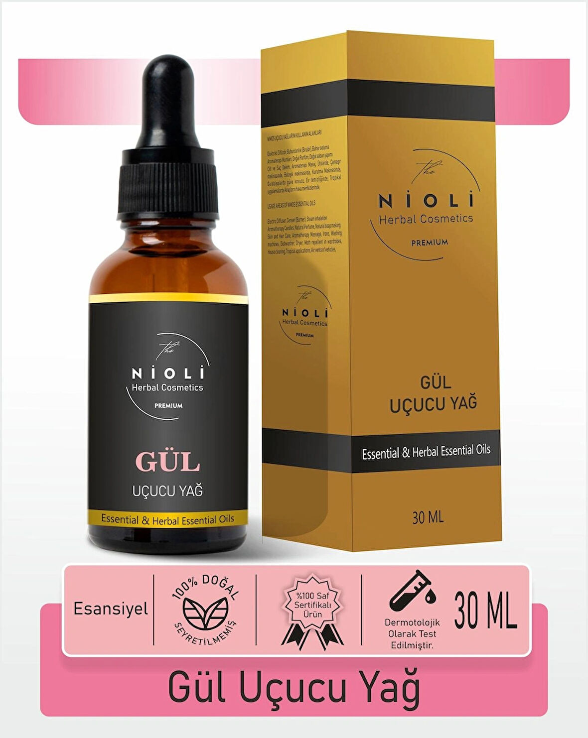 Nioli Gül Esansiyel Uçucu Yağ Buhurdanlık Yağı Aromaterapi Yağı 30 ML