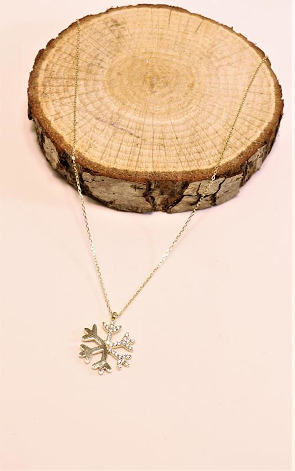 Altın Kar Tanesi Kolye Ucu ve Zinciri