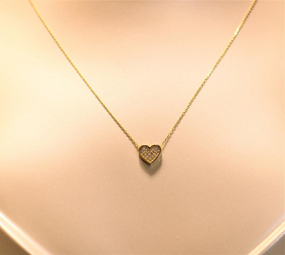 Altın Kalpli Kolye Ucu ve Zinciri