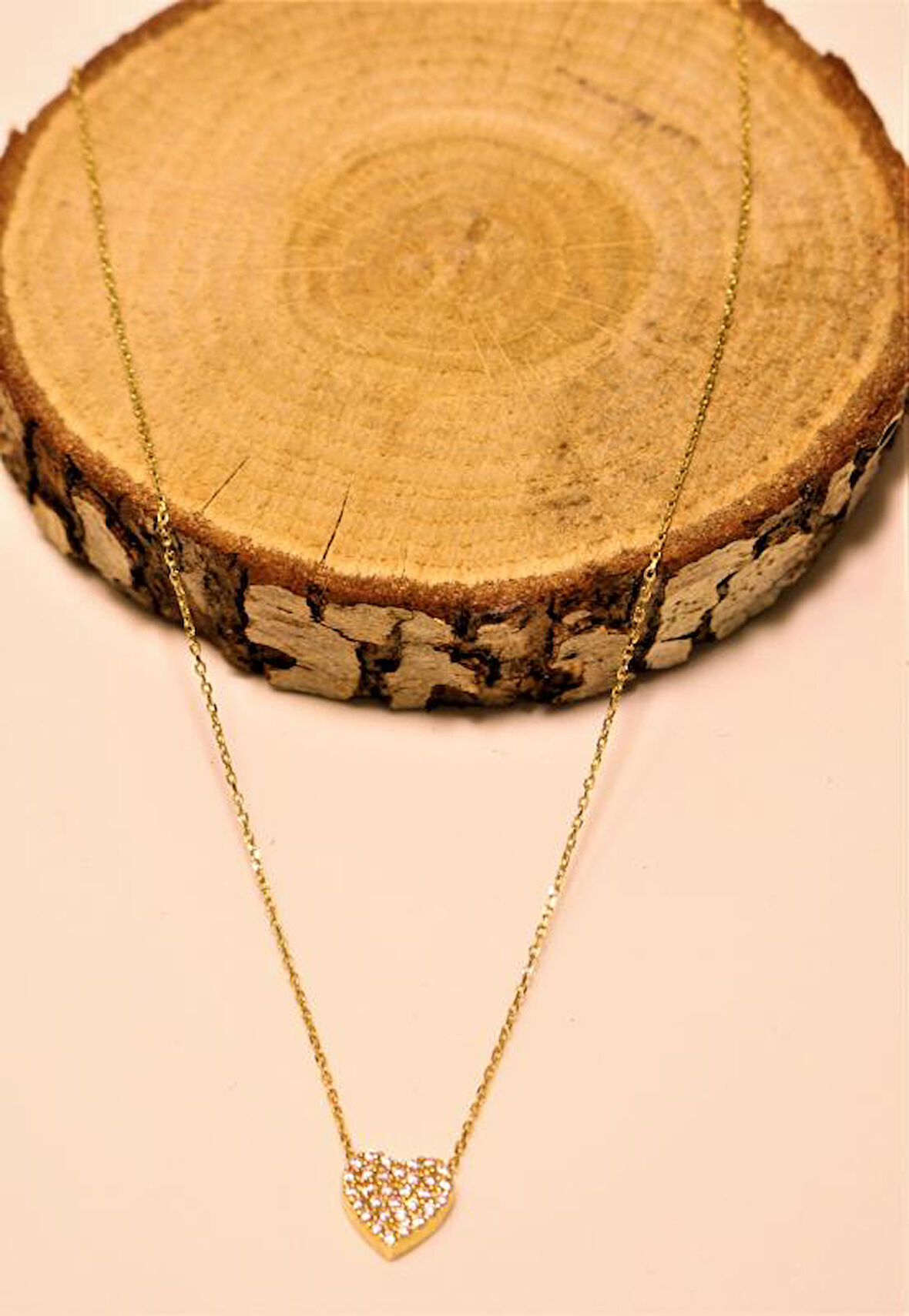 Altın Kalpli Kolye Ucu ve Zinciri