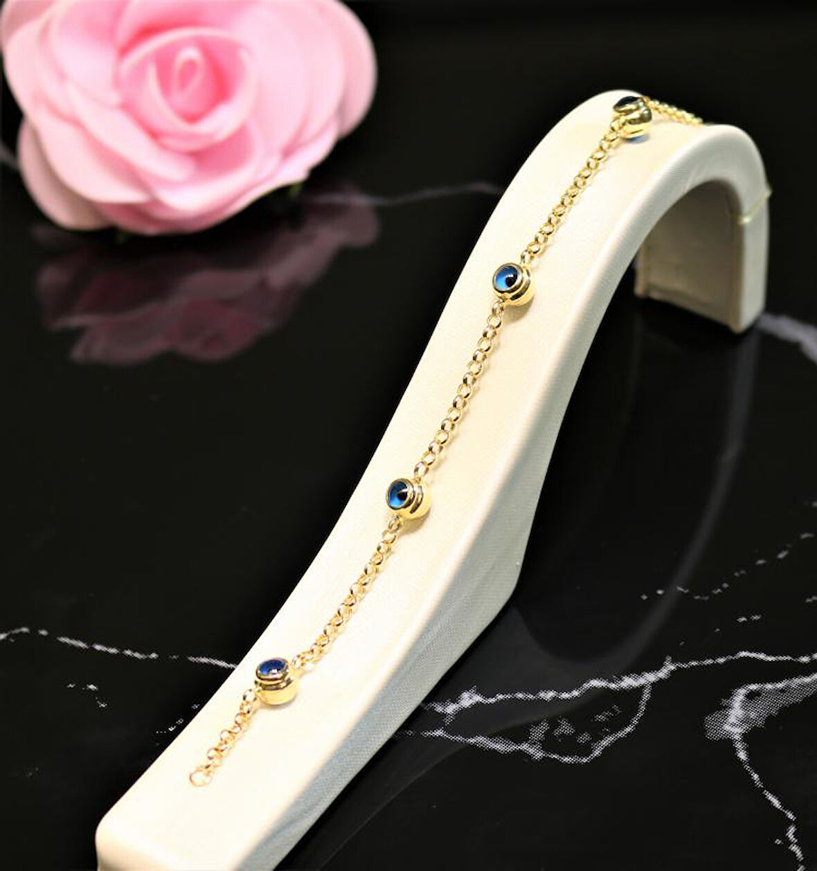 Altın Nazar Boncuklu Bileklik-Künye 23391