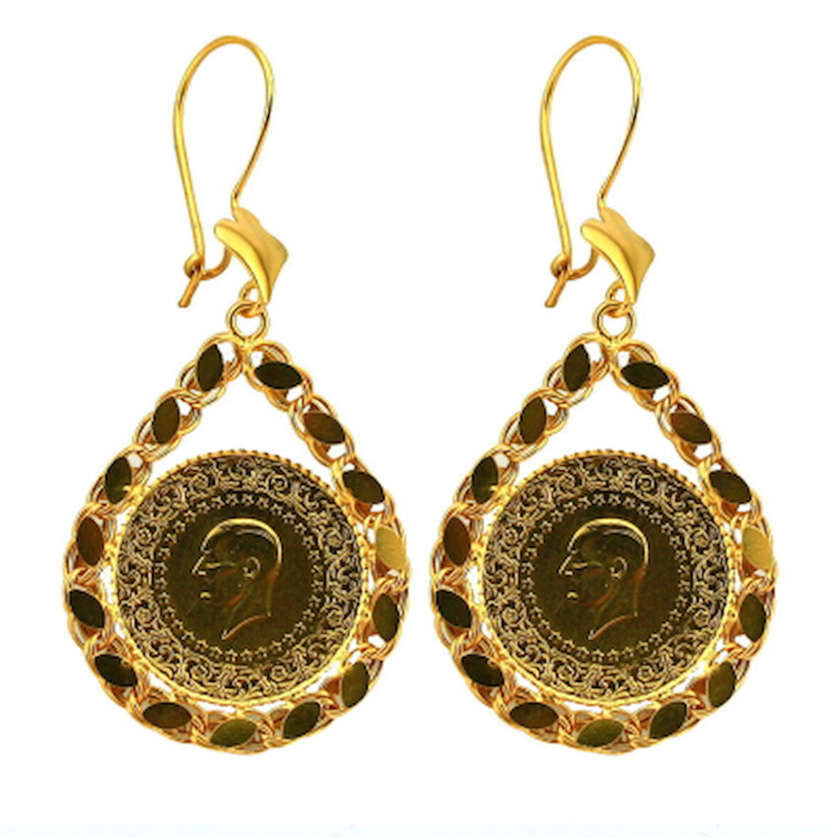  22  Ayar Çeyrek Altınlı Küpe 1614