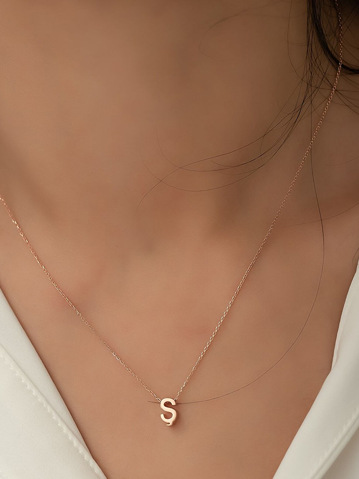 Altın 3 Boyutlu Ş Harfi ve Zinciri