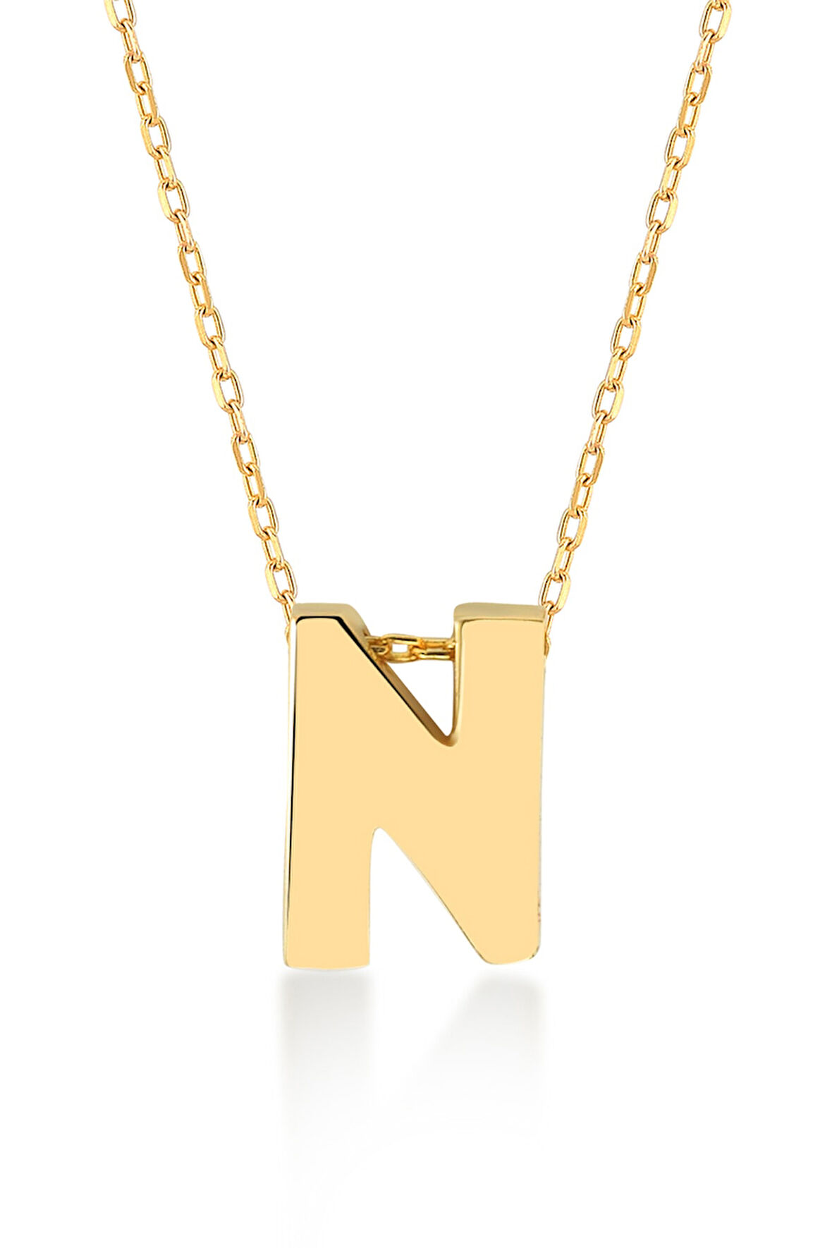 Altın 3 Boyutlu N Harfi ve Zinciri